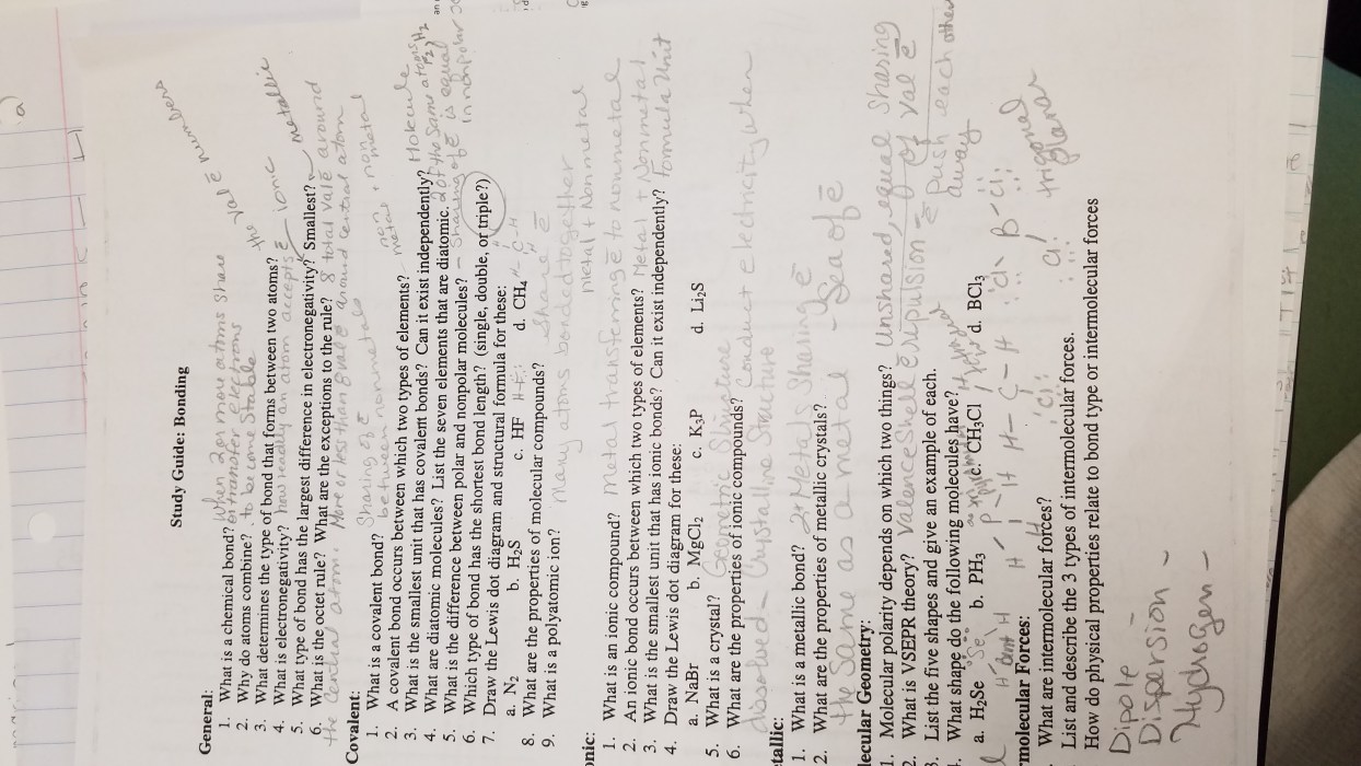 Covalent bonding webquest answer key