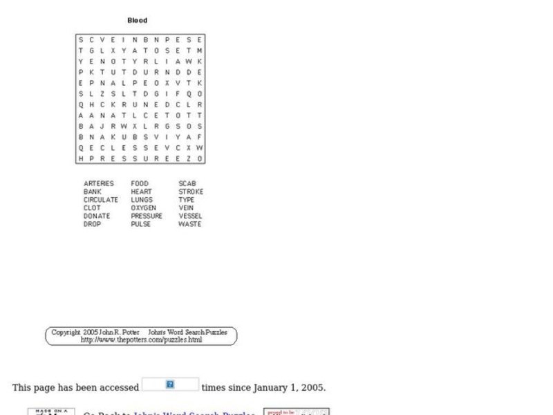 The wonderful world of blood worksheet