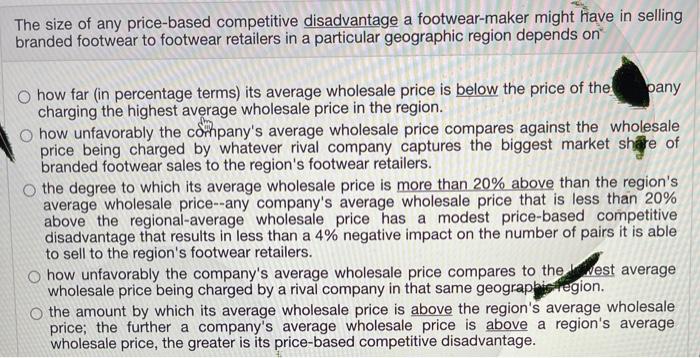 The size of any price-based competitive disadvantage a footwear-maker